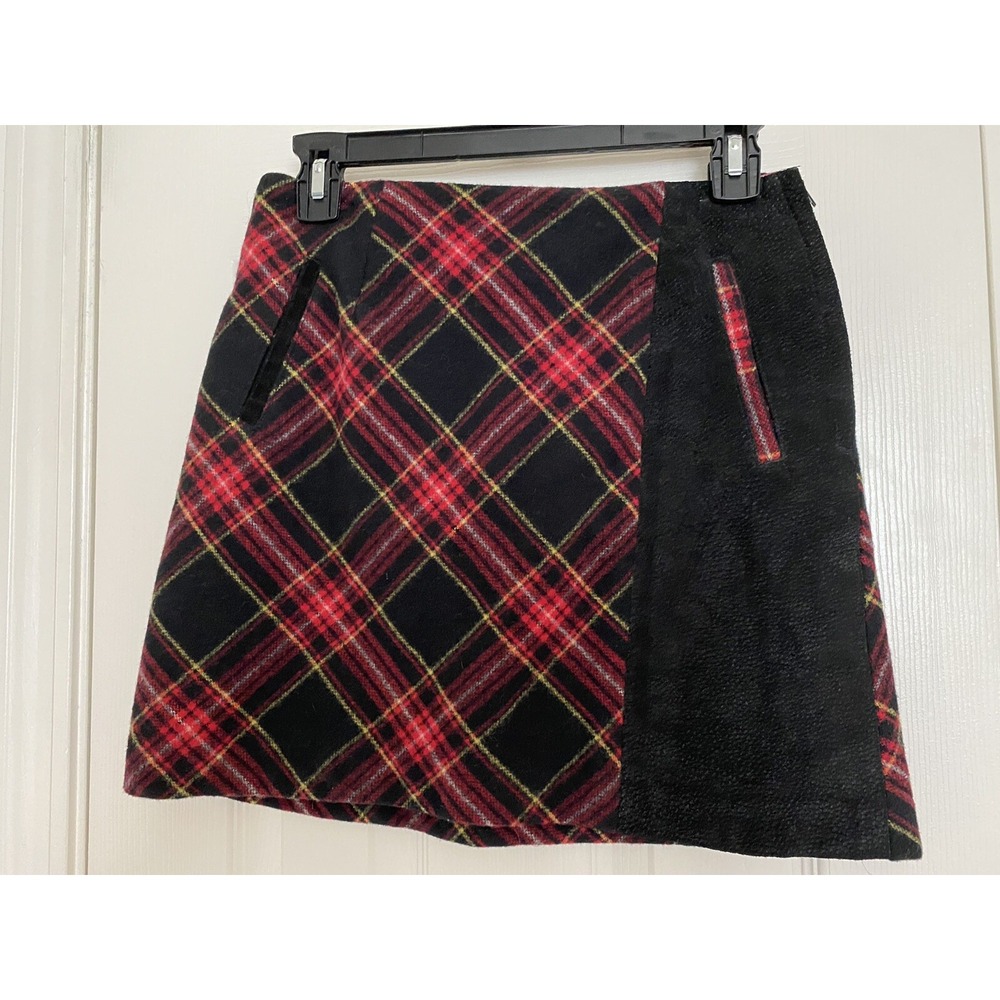 Harajuku High Waist Mini Short Lattice Plaid Skater Mini Skirt Mix Suede SZ M‎